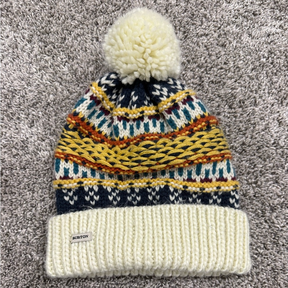Burton Walden Beanie Womens Fair Isle Knit Pom Pom Winter Hat Multi Color 10505